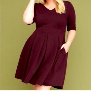 Lane Bryant burgundy fit & flare dress